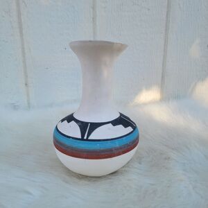 Vtg Native American Art Pottery Ute Mountain Tribe Vase Vessel Signed R Root 8"